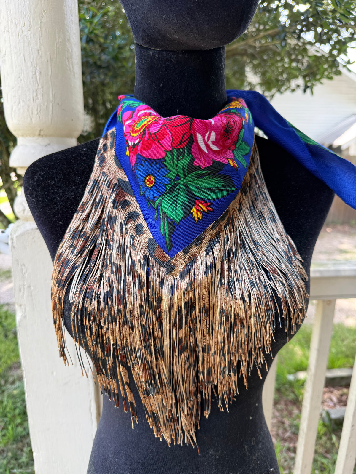 Vintage Inspired Floral Leopard bandana
