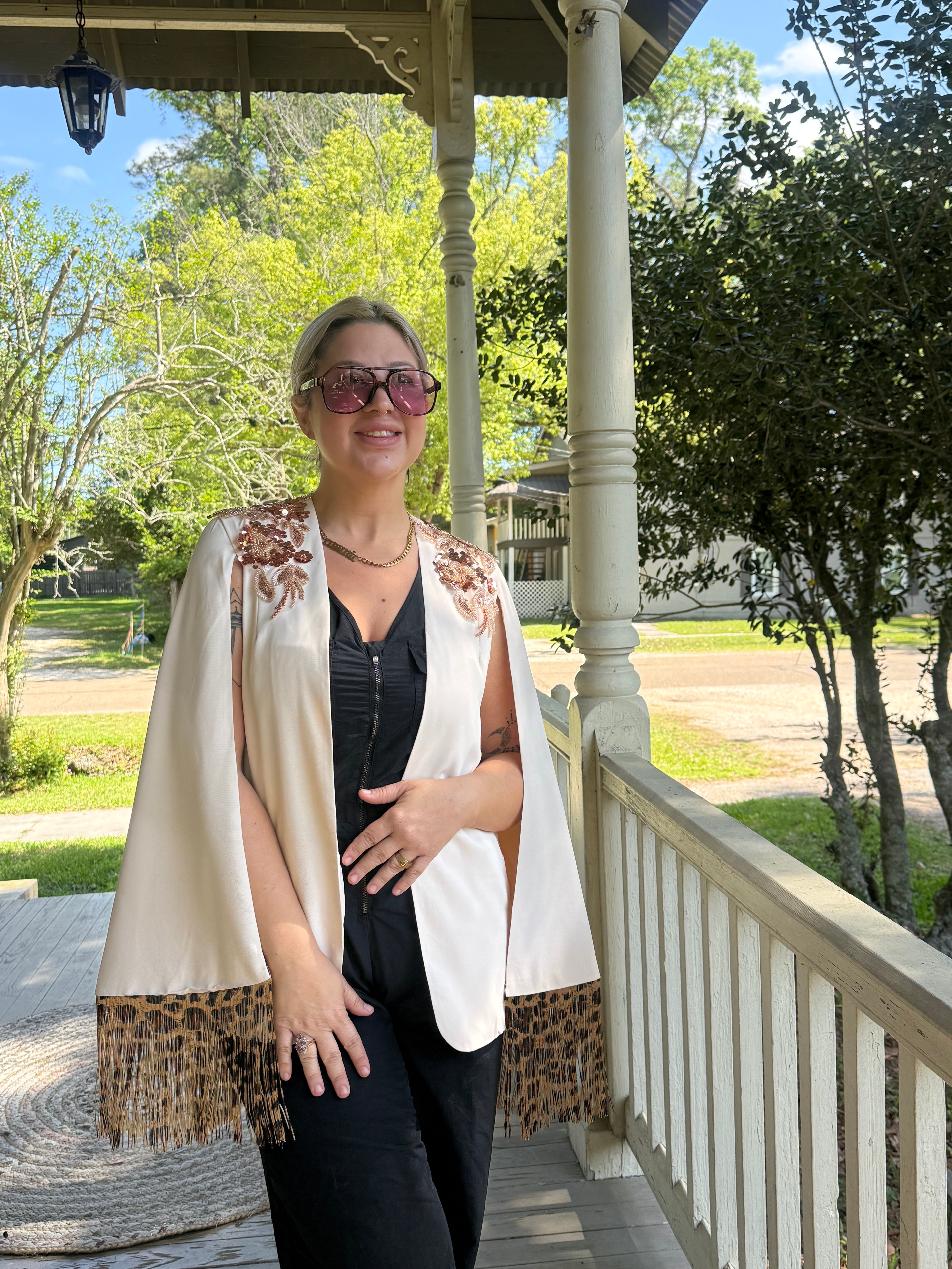 Leopard Lily Blazer Cape