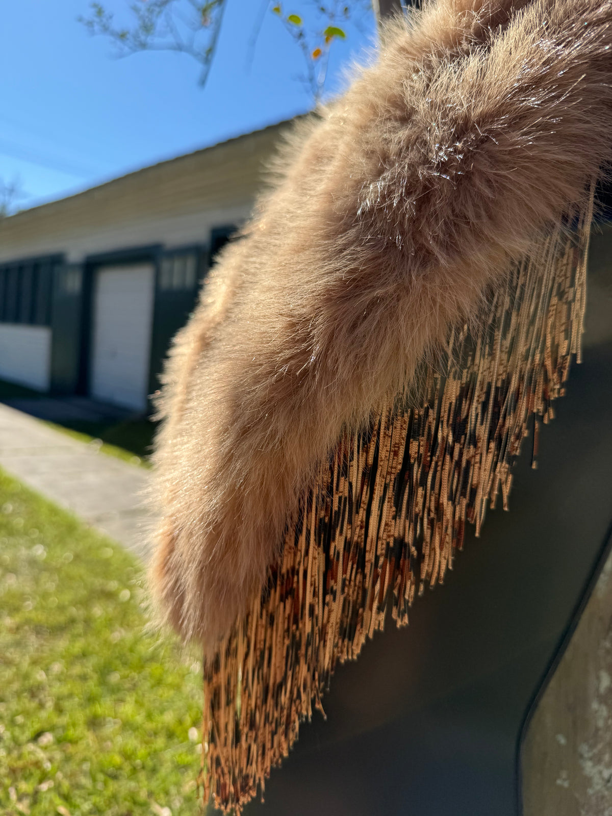 Fur Fringe Shawl (43inch)