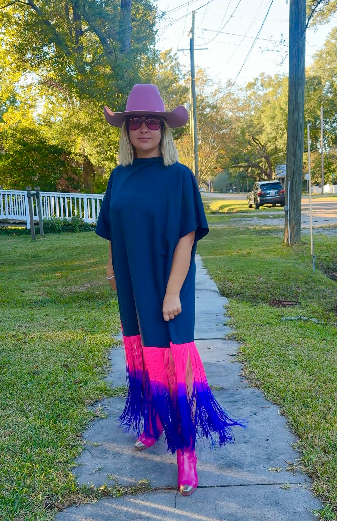 Cosmic fringe sweater dress