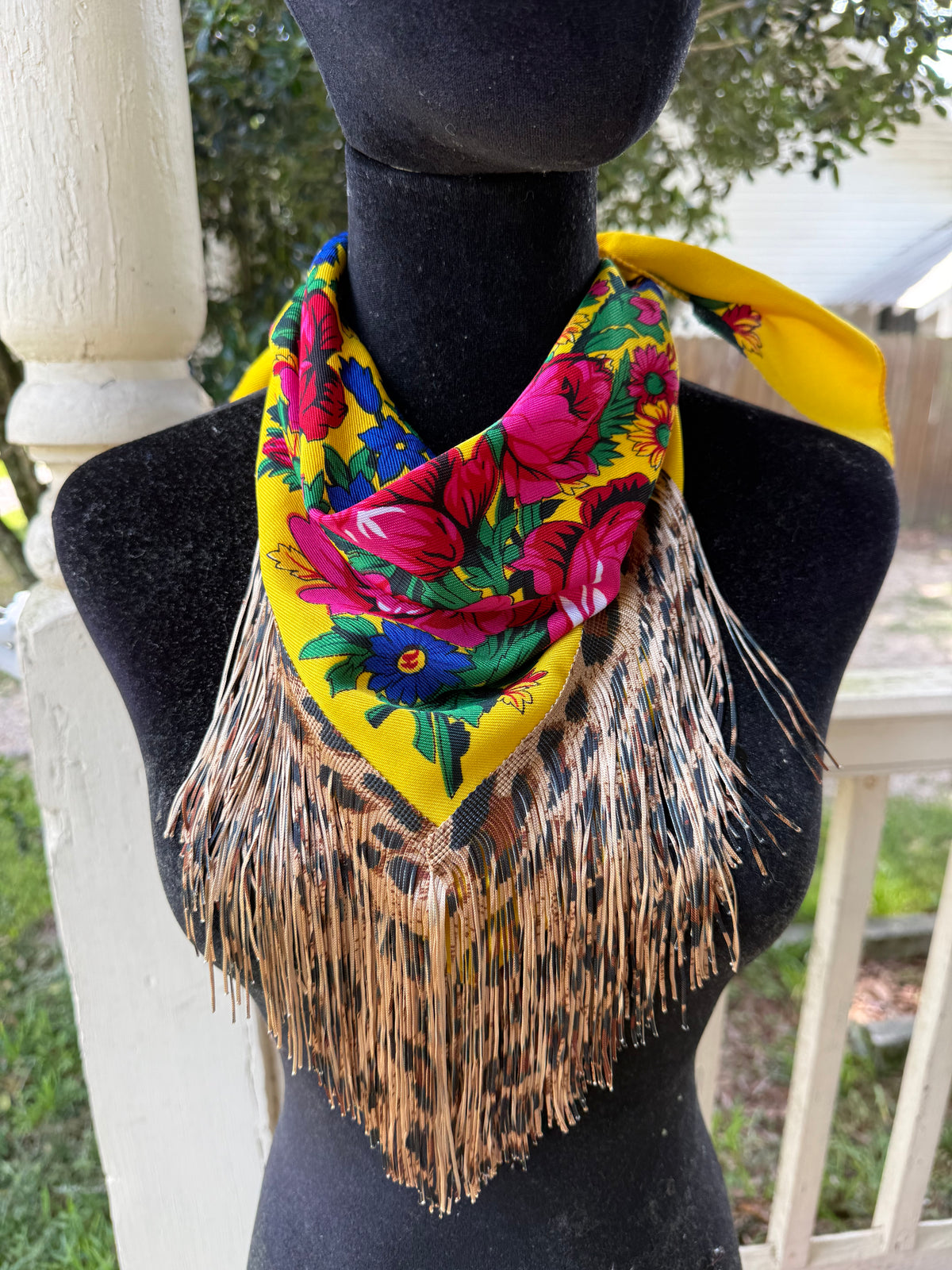 Vintage Inspired Floral Leopard bandana