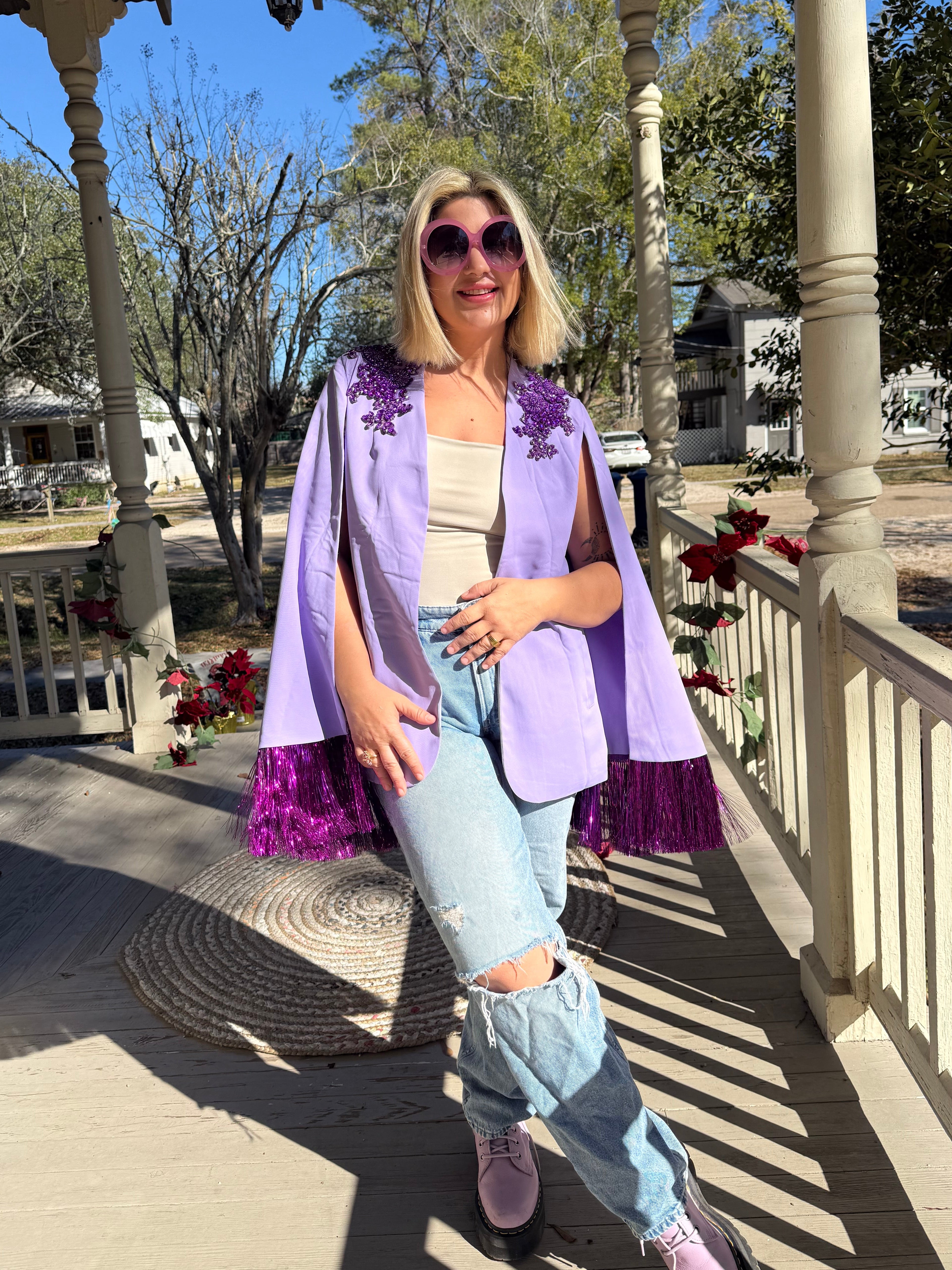 Iris Purple Blazer Cape