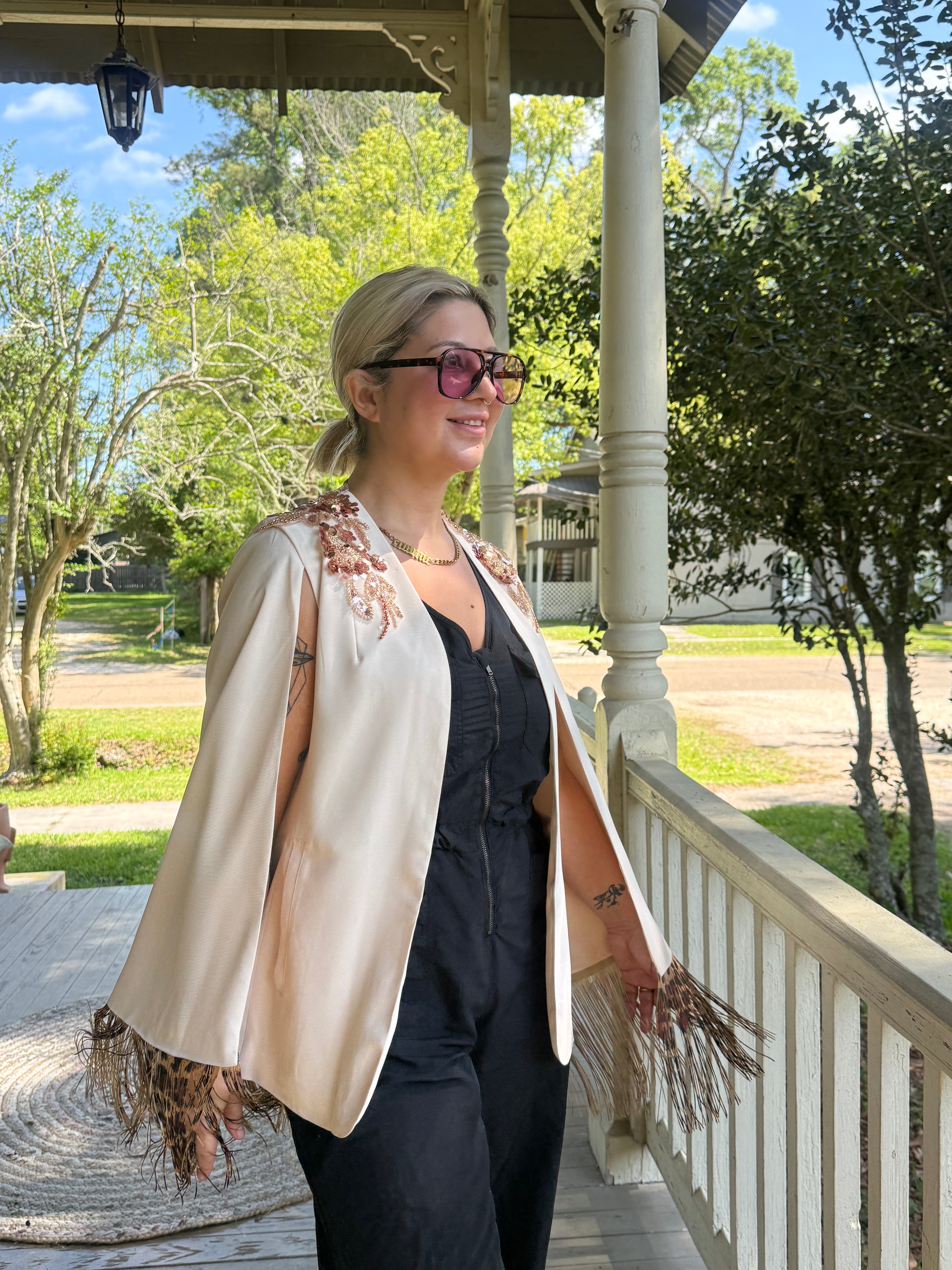 Leopard Lily Blazer Cape