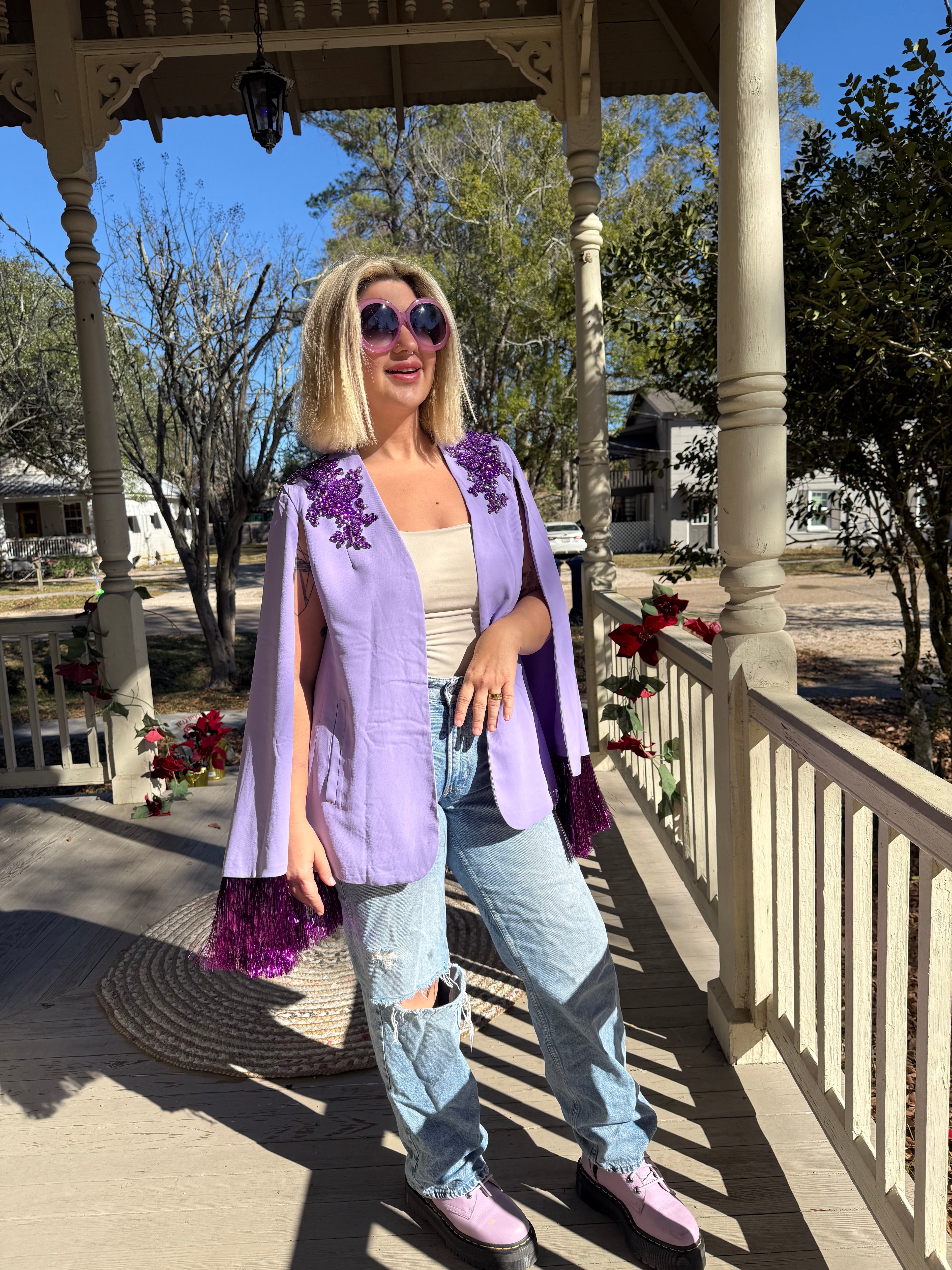 Iris Purple Blazer Cape