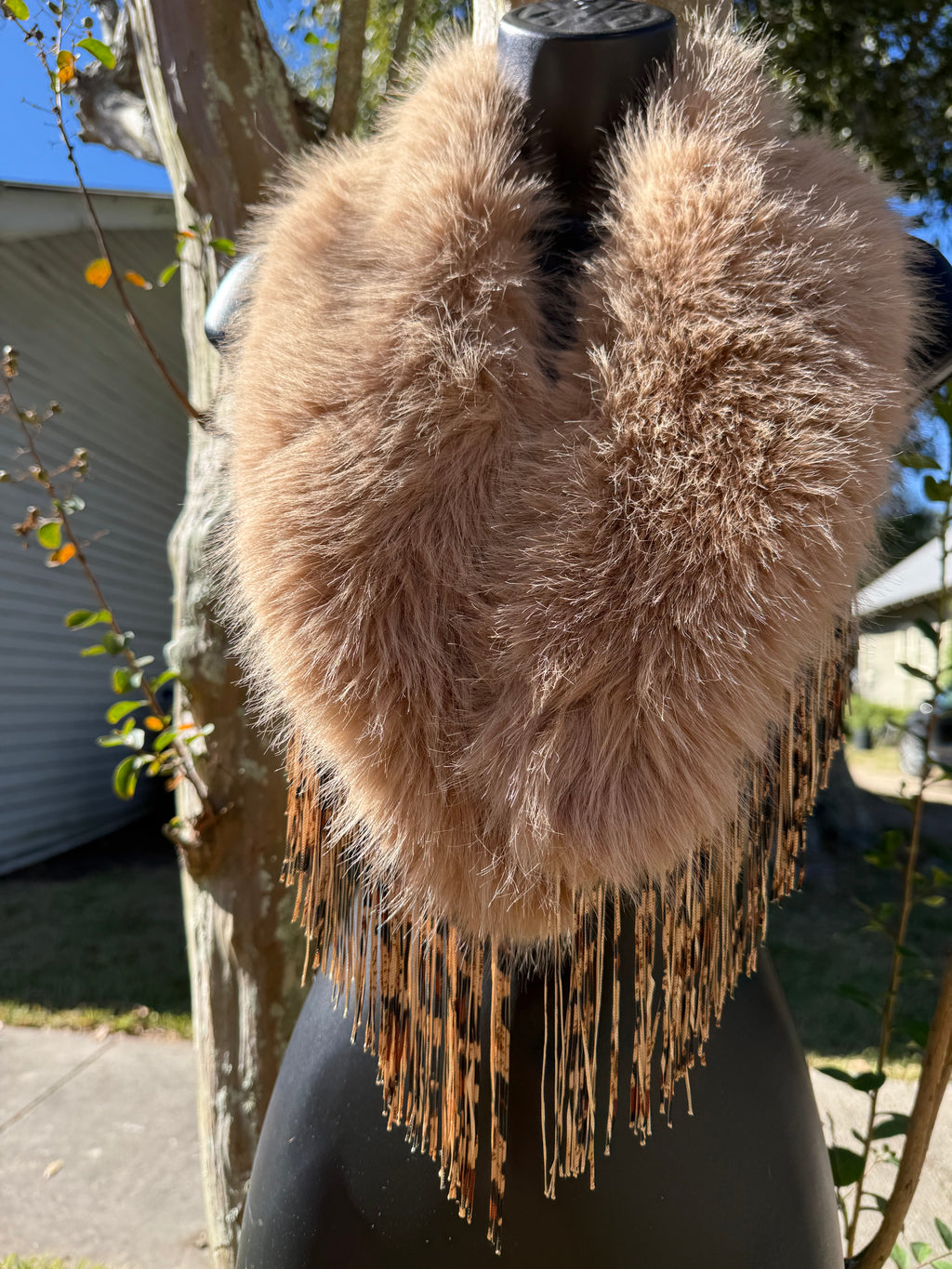 Fur Fringe Shawl (43inch)