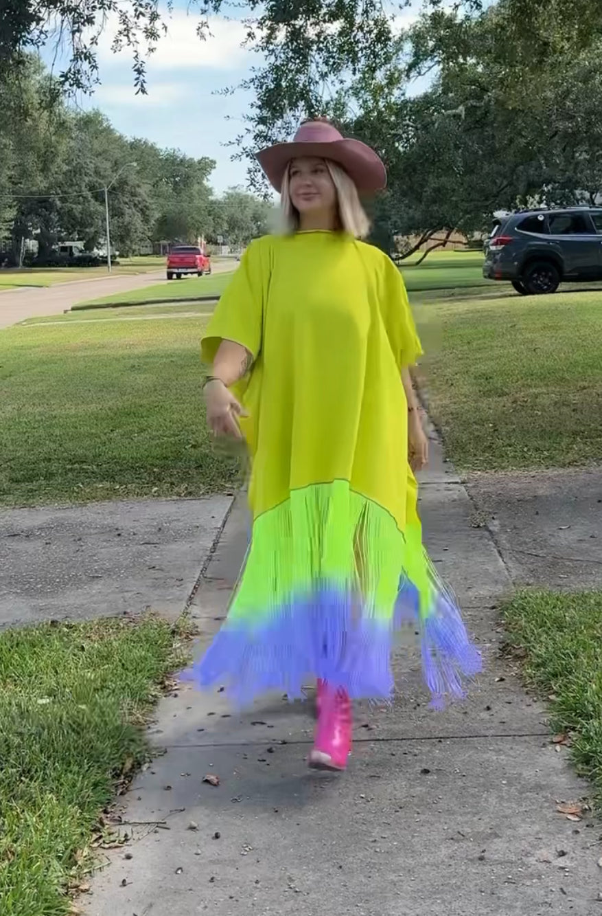 Cosmic fringe sweater dress