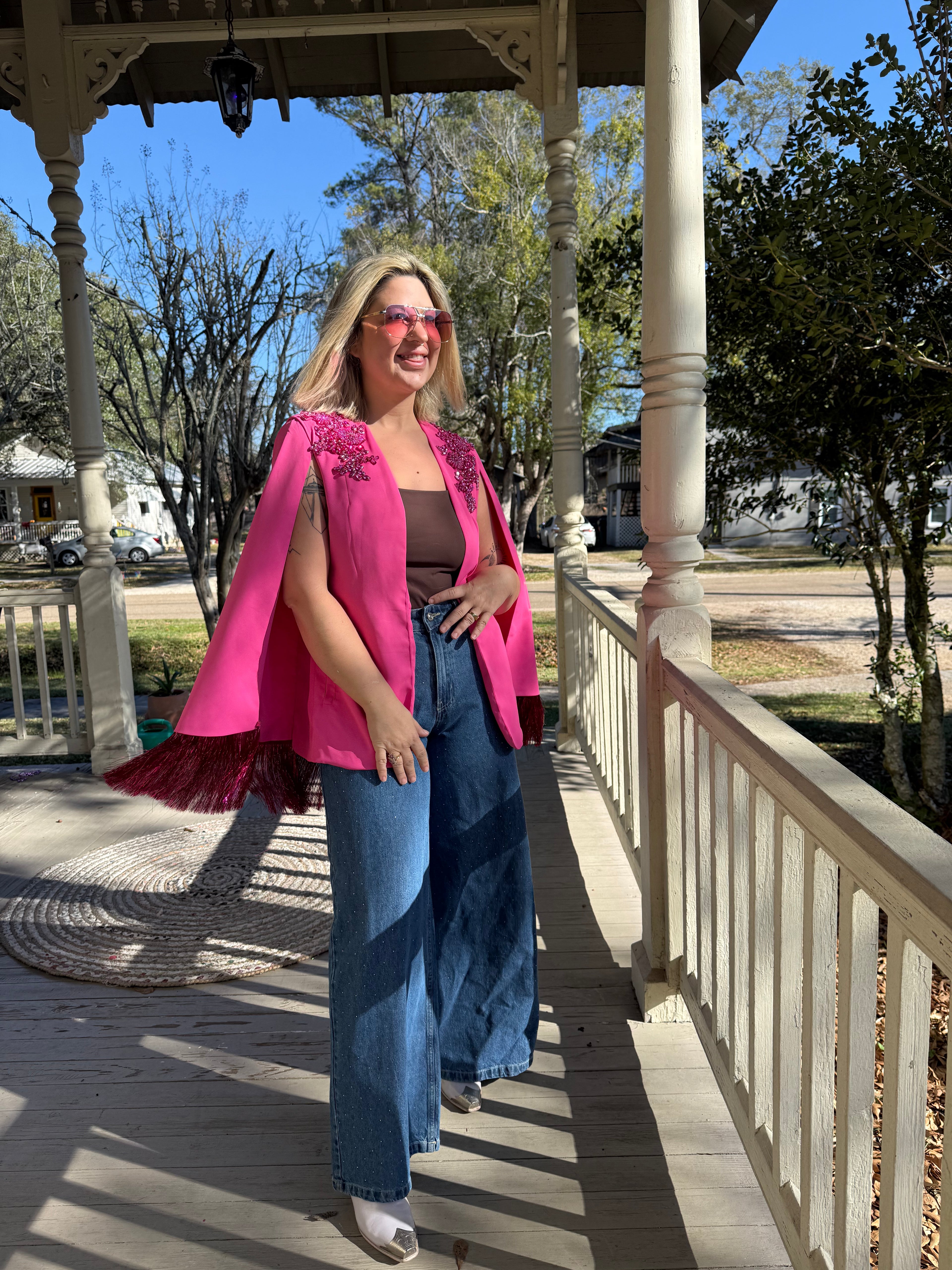 Cleo Pink Blazer Cape