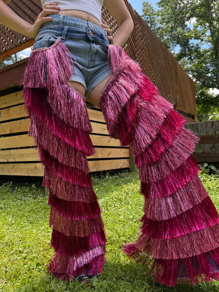 Metallic Fringe Chaps